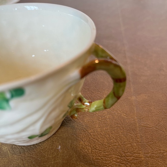 Antique Belleek Shamrock Cup and Saucer Set, Timeless Shamrock Pattern - Picture 6 of 12